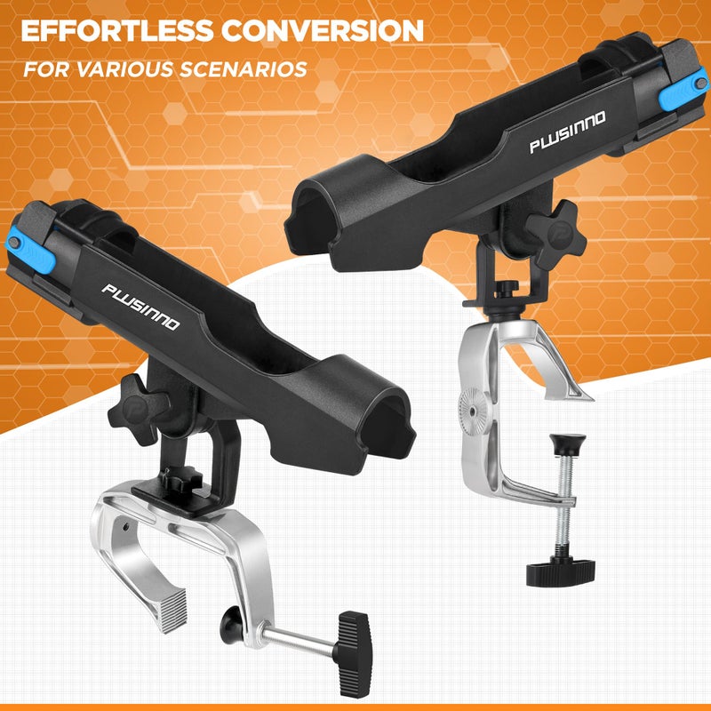 PLUSINNO حامل قضبان الصيد PLUSINNO مع فتحات مشبك كبيرة وقابل للتعديل بزاوية 360 درجة لحوامل قضبان الصيد القابلة للطي (عبوة 2)  - Image 2